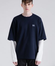 [UNISEX] 86 로고 레이어드 티셔츠 베이직 네이비
