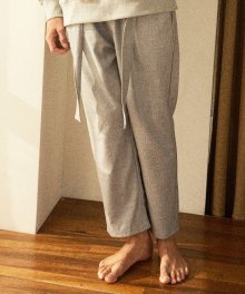 [UNISEX] FOGGY BELTED SEMI-WIDE PANTS(Gray)