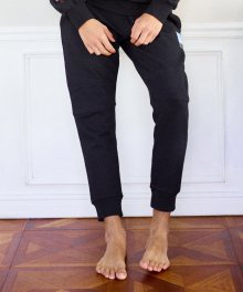 [UNISEX] KNEE PATCHED JOGGER SWEAT-PANTS(Black)