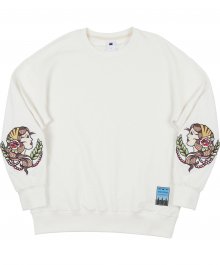 [UNISEX] 오버핏 집시 자수 스웻 셔츠 (Ivory)