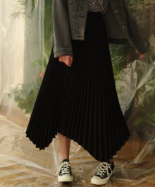 monts288 pleats black skirt (2color)