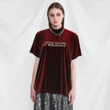 (limited color) velvet 1/2 over sized shirt (wine)