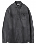 M#1218 one pocket washed shirt (black)