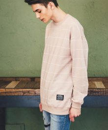 UNISEX Thin Border Sweat Shirt-Pink
