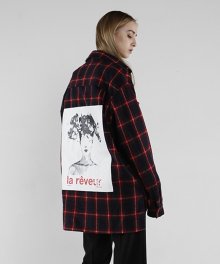 (unisex) la reveur 플란넬 체크 셔츠자켓 - 네이비/레드