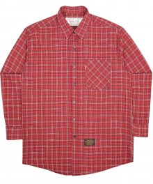 Oversize Tile Check Shirts - Crimson Red