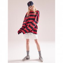 STRIPED LONG SLEEVE T SHIRT RED