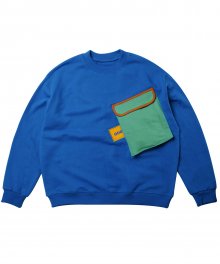 테이프 포켓 스웨트 셔츠 (블루)