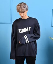 [UNISEX]오버사이즈 로고 니트 _ 네이비