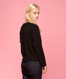 MG7S BACK FRINGE LONG TEE (BLACK)