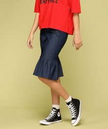 MG7S RUFFLE DENIM SKIRT (INDIGO BLUE)