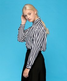 MG7S STRIPE OVER FIT SHIRTS (BLACK)