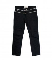 Zipper Detail Selvage Denim Pants - Black