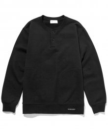 HENLEY NECK POCKET SWEATSHIRT black