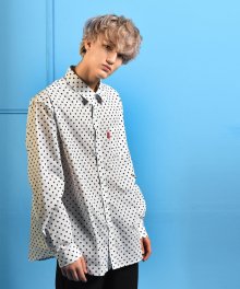 [UNISEX] 너드 땡땡이 셔츠_화이트  2 SIZE