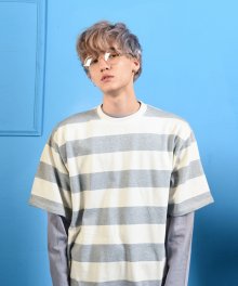 [UNISEX]빅 단가라 오버핏 반팔티셔츠 _ 멜란지