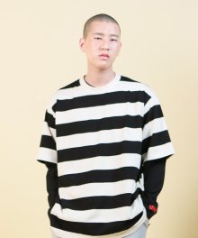 [UNISEX]빅 단가라 오버핏 반팔티셔츠 _ 블랙