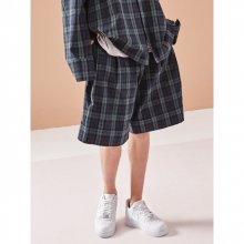 PLEATED CHECK SHORTS GREEN