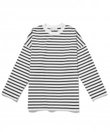 STRIPE OVER CROPPED L/S TEE white