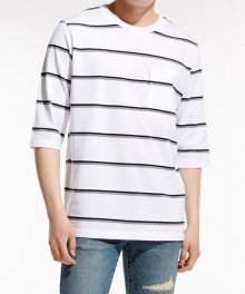 Double Color Stripe Pocket T-shirts_WH (PWOE2RLR15M0C2)
