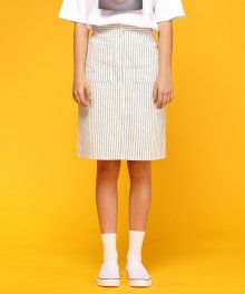 MG7S DENIM STRIPE POCKET SKIRT (WHITE)