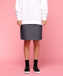 MG7S DENIM STRIPE POCKET SKIRT (DARK BLUE)