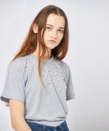 PEARL STUDDED TOP GRAY