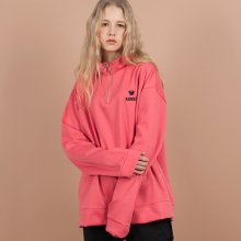 루즈 하프 집업 티셔츠 / 핑크