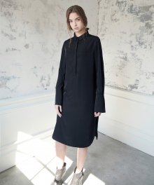 [루드] 롱 슬리브 드레스 - 블랙