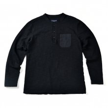 17SS 1 POCKET HENLEY NECK LONG SLEEVE BLACK