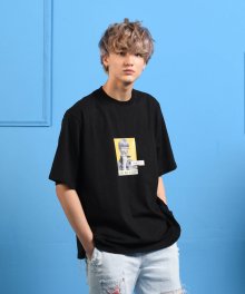 [UNISEX] 소년 umm 박스핏 반팔티셔츠_BLACK