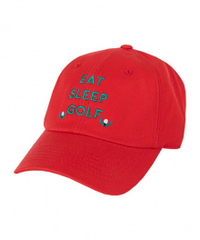 Eat Sleep Golf ballcap red