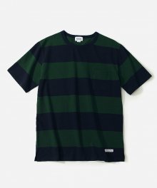 S/S WIDE STRIPE T-SHIRTS GREEN/NAVY