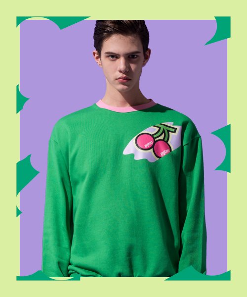 프로젝트인(projectin) [UNISEX] 긁힌 체리 맨투맨 (Green)