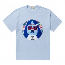 존-뮤직 도그 패치 1/2 티셔츠 스카이 블루
