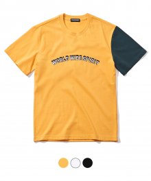한소매 배색 티셔츠_머스타드 (VNAGTS114)