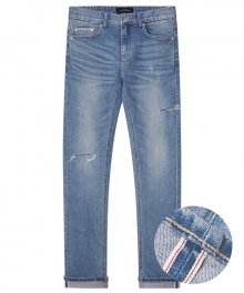 M#1283 cutted selvedge washed jeans