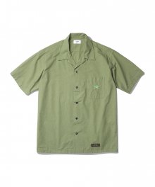Palm Tree Open Collar Shirts Olive