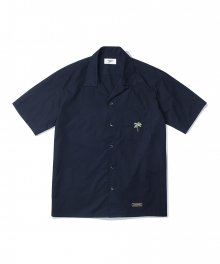 Palm Tree Open Collar Shirts Navy