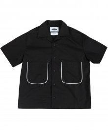 파이핑 오픈카라 셔츠 (black)