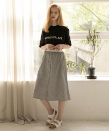 MG7S STRIPE A-LINE LONG SKIRT (BLACK)