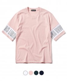 비바 소매 배색 티셔츠_핑크 (VNAGTS115)