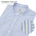 토마스 베일리(THOMAS VAILEY) 린넨라이크 스트라이프 헨리넥 셔츠 블루 1THTHA5MSU134