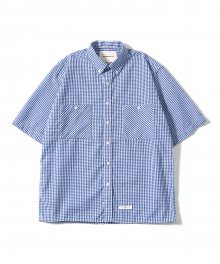 Oversize Gingham Check Shirts (Blue)