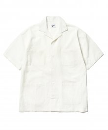 4pocket Open Collar Shirts White