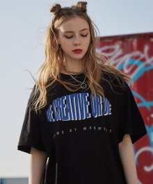 TWO TONE SLOGAN T-SHIRTS_BLACK