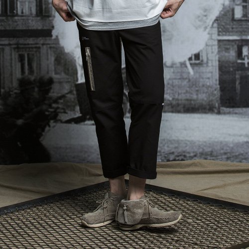 블레디션(bledition) 코튼 립스톱 이지 크롭 팬츠 블랙