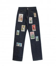 [EASY BUSY] Baseballcard Patchwork Jeans