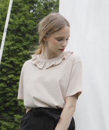 frill collar T-shirts_beige