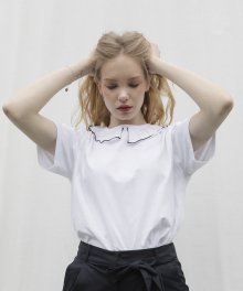 frill collar T-shirts_white